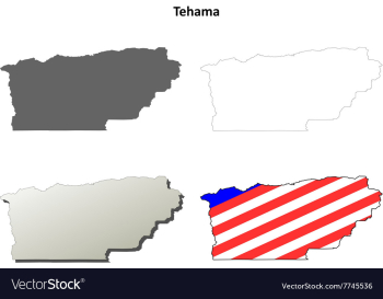 Tehama County California outline map set vector image Tehama County California outline map set vector image
