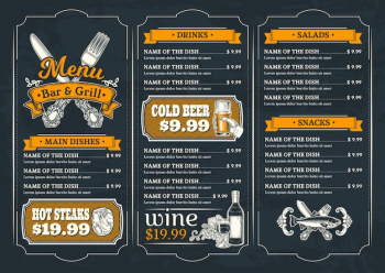 Template for the restaurant menu Template for the restaurant menu