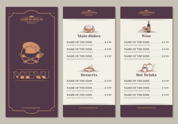 Template for the restaurant menu Template for the restaurant menu