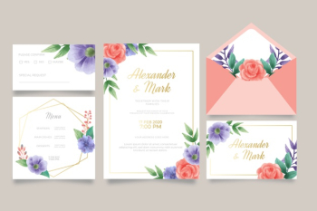 Template for wedding invitation and menu Free Vector Template for wedding invitation and menu Free Vector