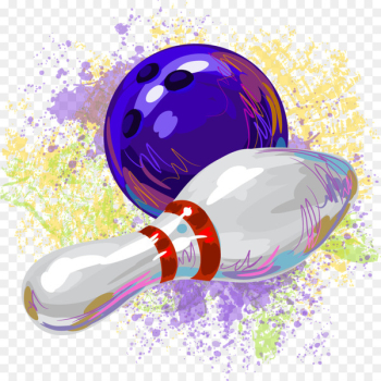Ten-pin bowling Bowling pin Watercolor painting - Decorative watercolor bowling 