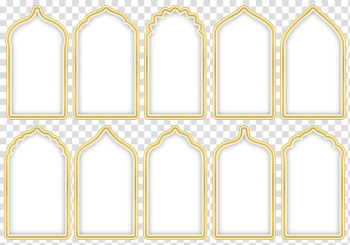 Ten yellow-and-white frames , Islam, Islamic decoration transparent background PNG clipart