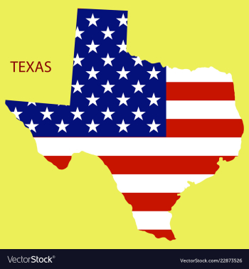Texas state of america with map flag print on map vector image Texas state of america with map flag print on map vector image