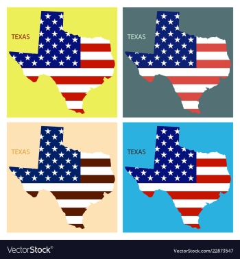 Texas state of america with map flag print on map vector image Texas state of america with map flag print on map vector image