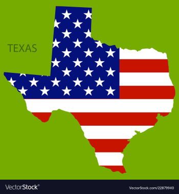 Texas state of america with map flag print on map vector image Texas state of america with map flag print on map vector image