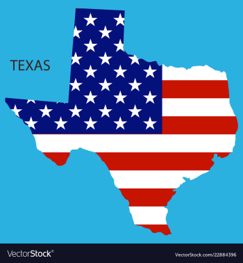 Texas state of america with map flag print on map vector image Texas state of america with map flag print on map vector image