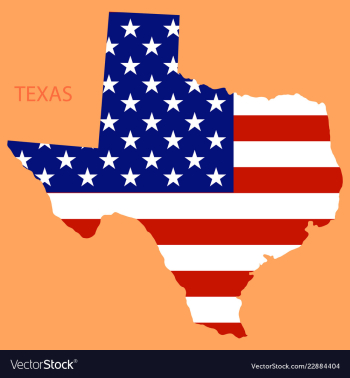 Texas state of america with map flag print on map vector image Texas state of america with map flag print on map vector image