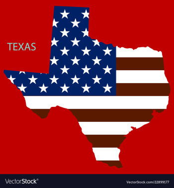 Texas state of america with map flag print on map vector image Texas state of america with map flag print on map vector image