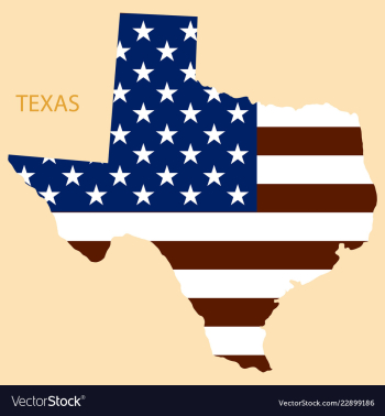 Texas state of america with map flag print on map vector image Texas state of america with map flag print on map vector image