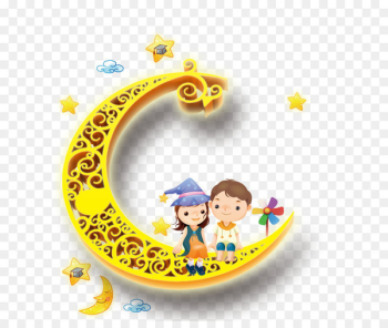 Text Cartoon Yellow Illustration - Beautiful cartoon Boys Girls Children's Day moon stars  Windmill 