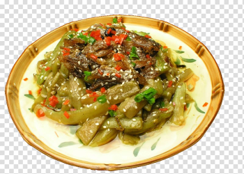 Thai cuisine Chinese cuisine Cambodian cuisine Eggplant Steaming, Delicious steamed eggplant dace transparent background PNG clipart