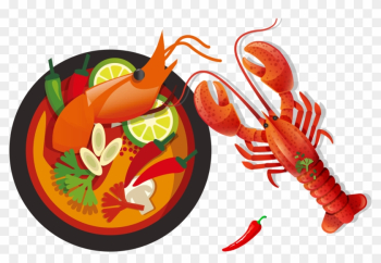 Thai Cuisine Green Papaya Salad Food Illustration - Lobster Food Cartoon Thai Cuisine Green Papaya Salad Food Illustration - Lobster Food Cartoon