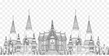 Thailand Architecture Building - Line drawing Thai temple Thailand Architecture Building - Line drawing Thai temple