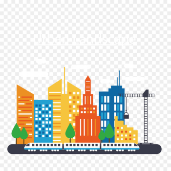 Thane Smart Cities Mission Smart city Infographic - Color cartoon city silhouette 