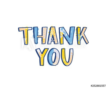 Thank You word handwritten with funky calligraphic font decorated by bright colored dots