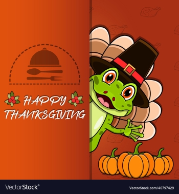 thanksgiving card with frog character design thanksgiving card with frog character design