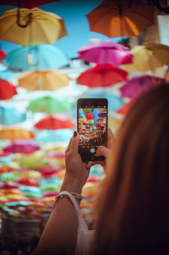 The Umbrella Project is an art project by Patricia Cunha. It's a colorful composition of more than 800 umbrellas in the air. Chilling in this beautiful street in Paris under the sun, and under the colors is a great feeling during the summer.