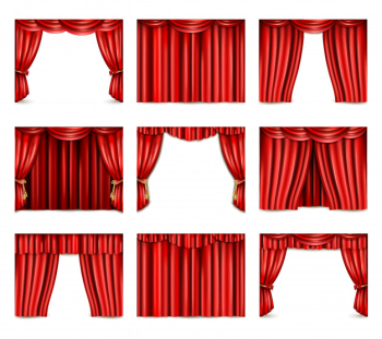 Theatre curtain icons set