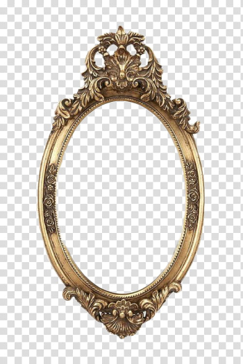 Things, oval brown wooden mirror frame transparent background PNG clipart