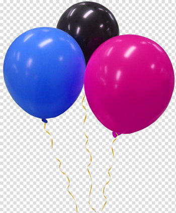 Three black, blue, and pink rubber balloons, Cluster ballooning, Three Balloons transparent background PNG clipart