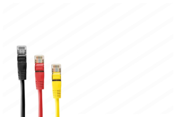 Three Black, Red, and Yellow Ethernet Cables Three Black, Red, and Yellow Ethernet Cables
