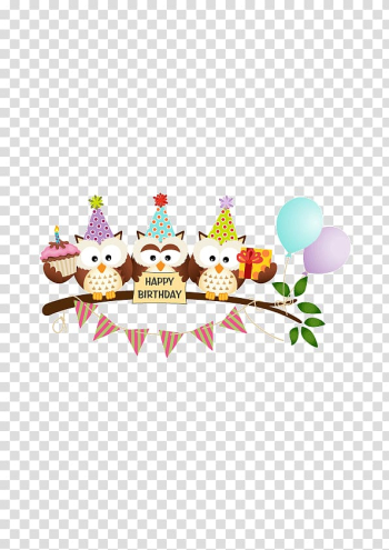 Three brown owls , Cartoon owl banner decorative patterns material transparent background PNG clipart