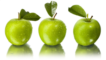 three green apples with water drops three green apples with water drops