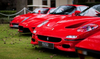three red Ferrari cards three red Ferrari cards