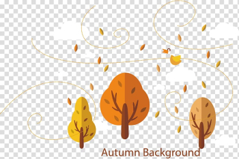 Three trees autumn background , Leaf Autumn, Autumn leaves falling transparent background PNG clipart