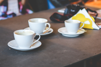 Three white cups Three white cups