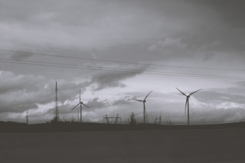 Three Wind Mills Under Cloudy Sky Three Wind Mills Under Cloudy Sky