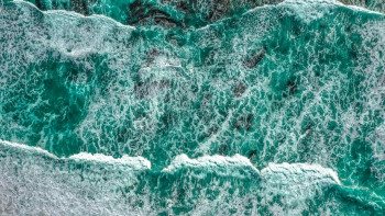 Through the azure waves