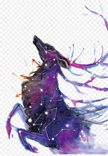 Tibetan Mastiff Deer Galaxy Watercolor painting DeviantArt - Vector star deer 