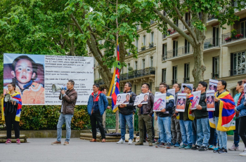 Tibetans and supporters protest near the Chinese Embassy in Paris, against the abduction of the 11th Panchen Lama. Gedhun Choekyi Nyima was recognised by the Dalai Lama as the 11th Panchen Lama on 14 May 1995 at the age of six. Three days later, on 17 May, he along with his parents went missing. Reffered as “Tibet’s Stolen Child”, he is the youngest political prisoner in the world.