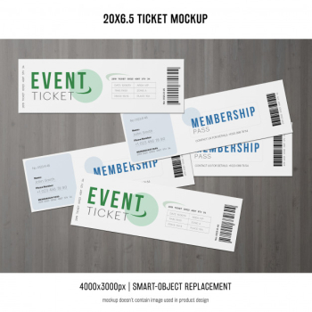 Ticket mockup Free Psd