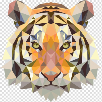 Tiger Drawing Art Painting, polygonal transparent background PNG clipart