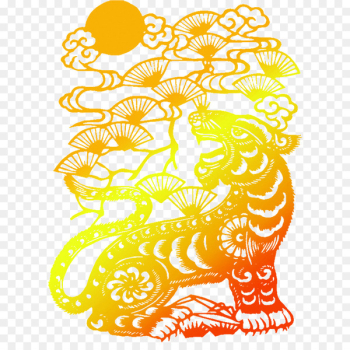 Tiger Papercutting Art Chinese paper cutting Design - transparent panther 