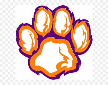 Tiger Paw White Orange Purple Clip Art At Clker Com - Clemson Logo Drawing