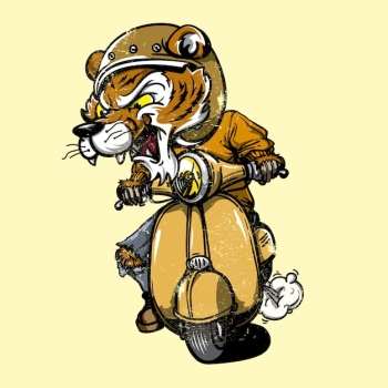 Tiger riding a motorbike Tiger riding a motorbike