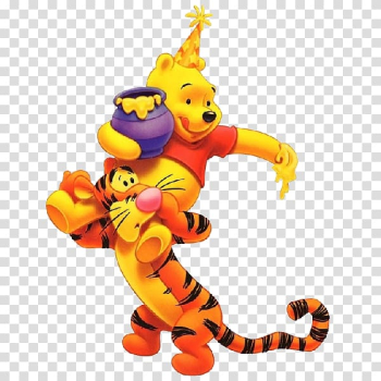 Tigger carrying Winnie the Pooh, Winnie-the-Pooh Piglet Happy Birthday Pooh! Disney's Happy birthday, Pooh!, pooh bear transparent background PNG clipart
