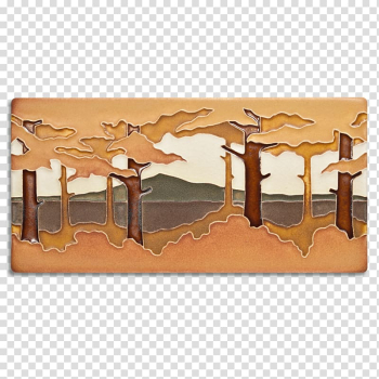 Tile art Ceramic Table Tree, autumn landspace transparent background PNG clipart