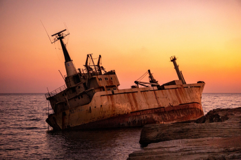 Tilted Ship During Golden Hour Tilted Ship During Golden Hour