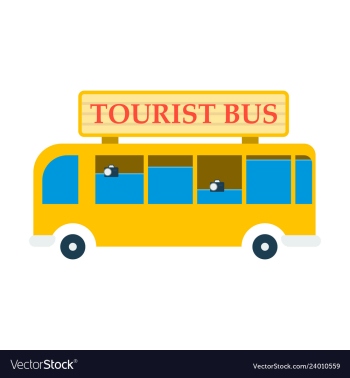 Time to travel concept happy family rides bus on vector image Time to travel concept happy family rides bus on vector image