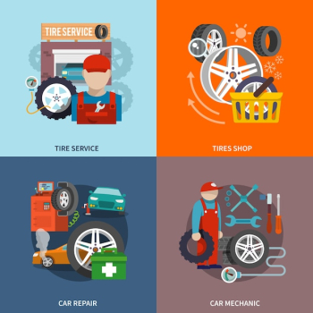 Tire service icon flat Tire service icon flat