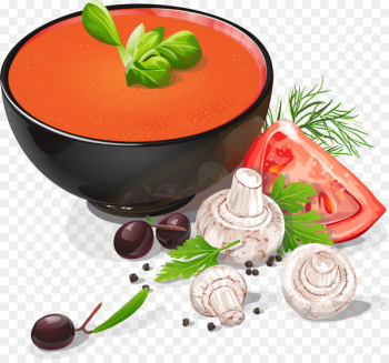 Tomato soup Macaroni soup Fish ball - Vector painted tomato soup 