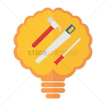 Tools in a brain shaped light bulb Tools in a brain shaped light bulb