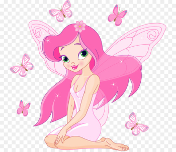 Tooth fairy Cartoon Illustration - Attractive pink flower fairy 