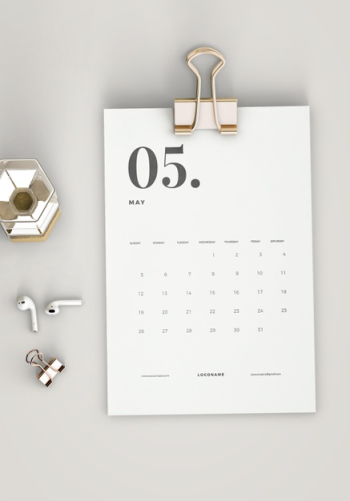 Top view minimalist clipboard calendar mockup Free Psd