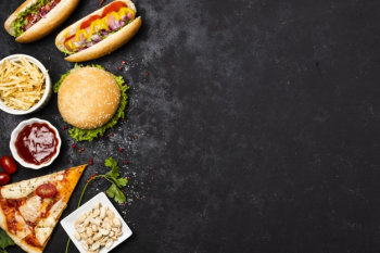 Top view of fast food with copy space Free Photo Top view of fast food with copy space Free Photo