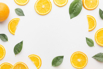 Top view of orange slices frame concept Free Photo Top view of orange slices frame concept Free Photo